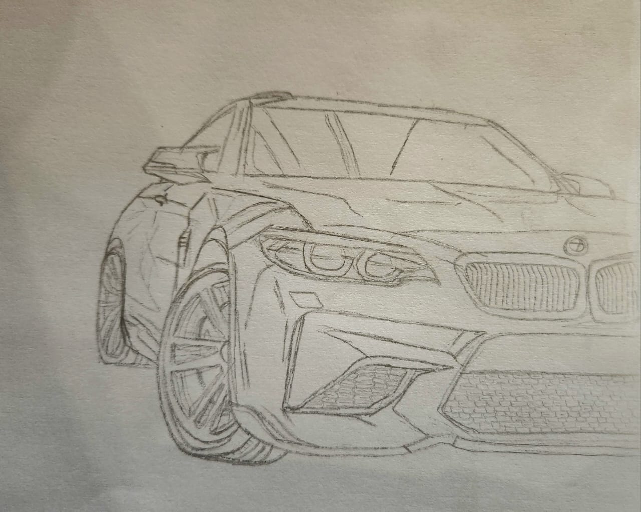 Pencil sketch of a BMW M2 Coupé