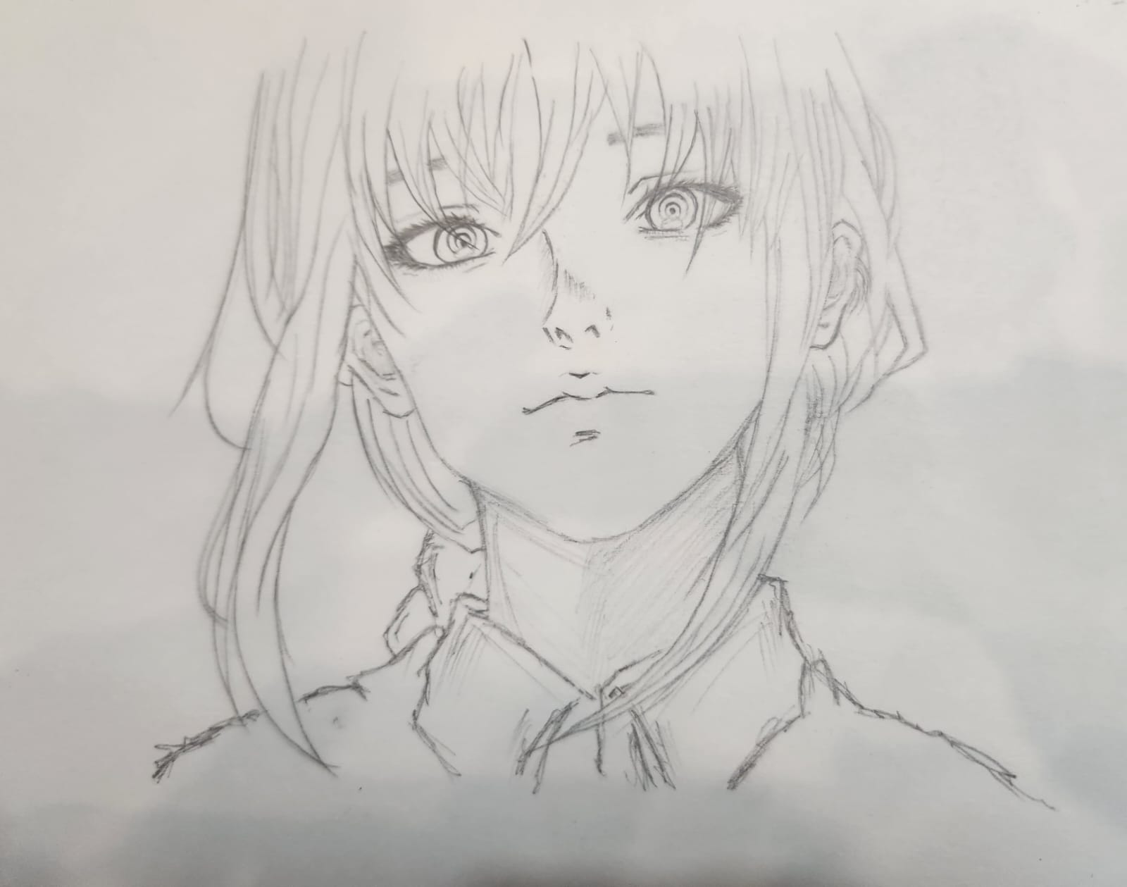 Pencil portrait study of Makima from Chainsaw Man