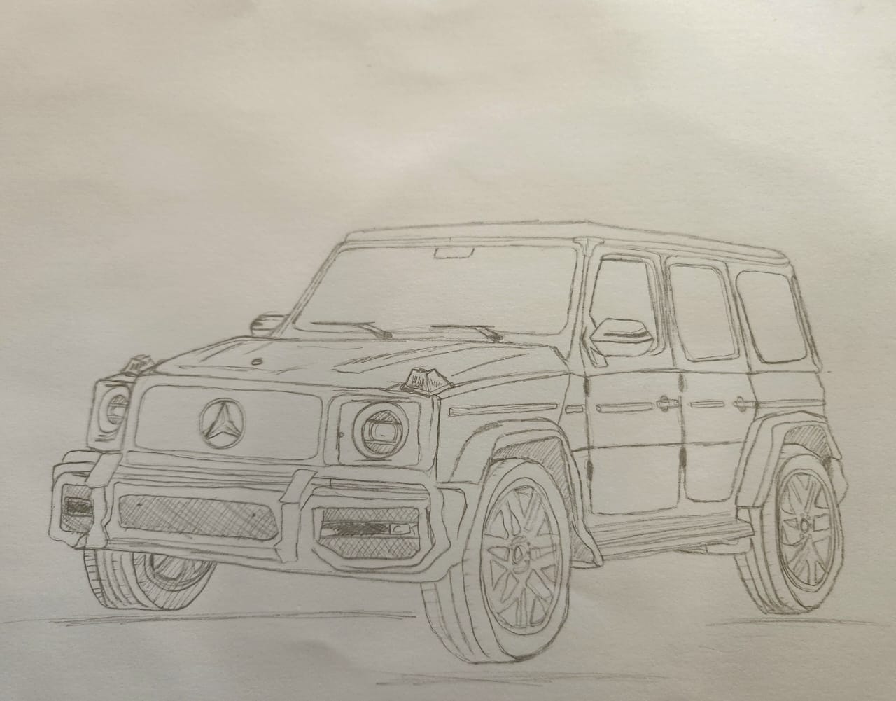 Pencil sketch of a Mercedes-AMG G 63